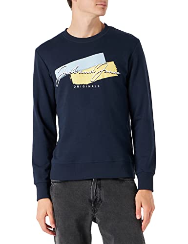 JACK&JONES Men's JORSUNSETS Sweat Crew Neck Sweatshirt, Navy Blazer, M von JACK & JONES