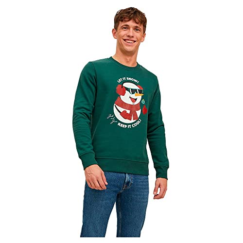 Jack & Jones Men's JORTOON Sweat Crew Neck Xmas Sweatshirt, Trekking Green, L von JACK & JONES