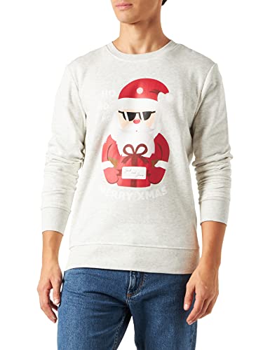 Jack & Jones Men's JORTOON Sweat Crew Neck Xmas Sweatshirt, White Melange, XXL von JACK & JONES