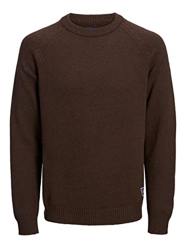 Jack & Jones Men's JORWOODLAND Knit Crew Neck Pullover Sweater, Seal Brown, M von JACK & JONES