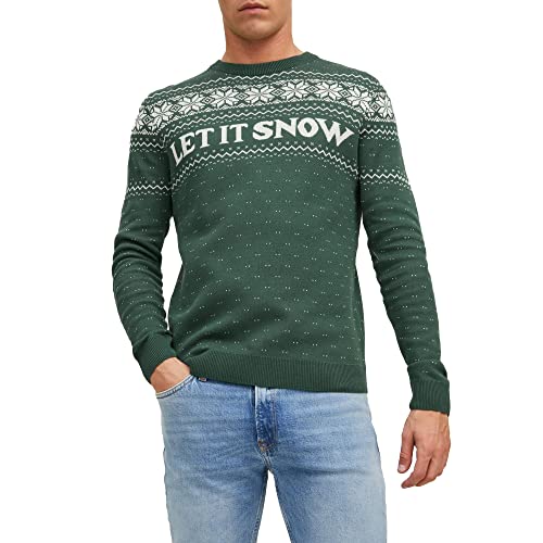 Jack & Jones Men's JORXMAS Knit Crew Neck Pullover Sweater, Trekking Green, XL von JACK & JONES