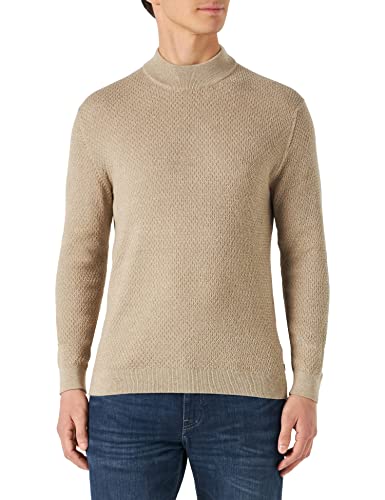 Jack & Jones Men's JPRBLADALLAS Knit Mock Neck Pullover Sweater, Almond Milk/Detail:Twisted w. Weathered Teak, XL von JACK & JONES