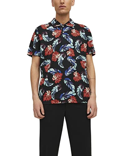 JACK & JONES Men's JPRBLATROPIC SS Polo Poloshirt, Navy Blazer/AOP:SS23, M von JACK & JONES