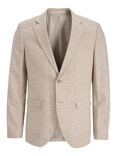 JACK & JONES Men's JPRRIVIERA Linen Blazer Slim SN Anzugjacke, Beige/Fit:Slim FIT, 46 von JACK & JONES