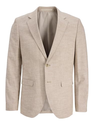 JACK & JONES Men's JPRRIVIERA Linen Blazer Slim SN Anzugjacke, Beige/Fit:Slim FIT, 48 von JACK & JONES