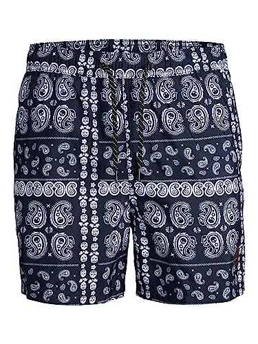 JACK & JONES Men's JPSTFIJI JJSWIM Bandana Badeshorts, Navy Blazer, S von JACK & JONES