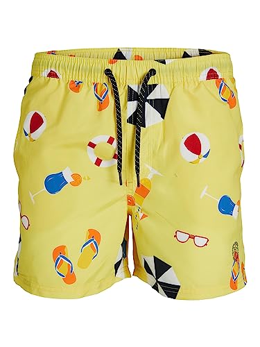 JACK & JONES Men's JPSTFIJI JJSWIM Big Prints Badeshorts, Yellowtail, L von JACK & JONES