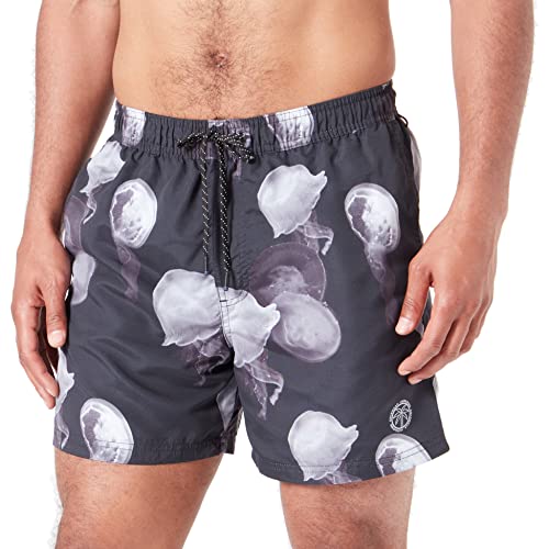 JACK & JONES Men's JPSTFIJI JJSWIM CORE Badeshorts, Black/Detail:White Jellyfish, XL von JACK & JONES