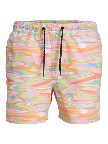 JACK & JONES Men's JPSTFIJI JJSWIM DIGITAL Badeshorts, Hot Coral, L von JACK & JONES