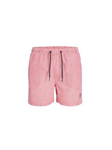 JACK & JONES Men's JPSTFIJI JJSWIM Mini Stripe Badeshorts, Hot Coral, S von JACK & JONES