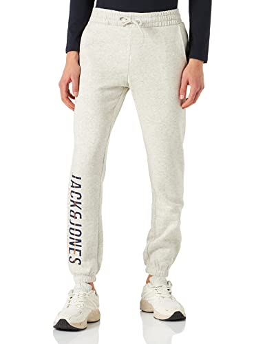 JACK&JONES Men's JPSTGORDON JJXILOSWEAT Pant AMAN Jogginghose, White Melange, M von JACK & JONES