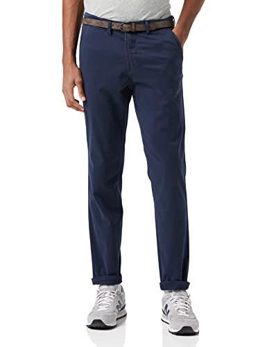 Herren Jack & Jones Chino Hose | Stretch Pants Konischer Schnitt | Slim Fit Look JPSTMARCO JJBOWIE, Farben:Navy, Größe Hosen:29W / 34L, Z-Länge:L34 von JACK & JONES