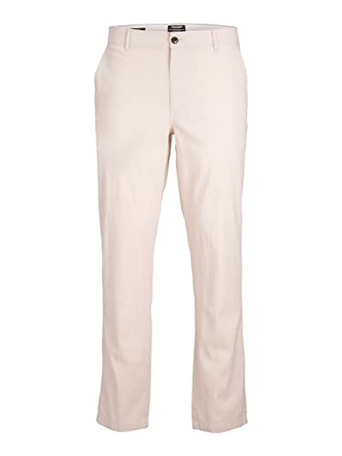 JACK & JONES Men's JPSTOLLIE JJDAVE Linen DEK Chinohose, Moonbeam, 31W / 34L von JACK & JONES