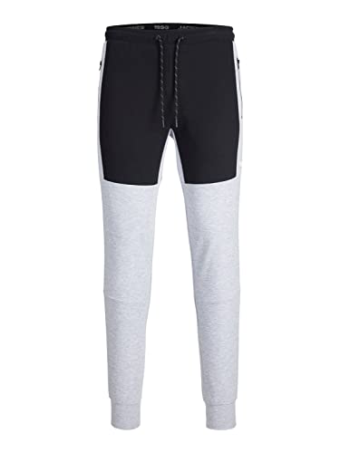 JACK & JONES Men's JPSTWILL JJAIR Blocking Sweat Pants BEX Jogginghose, Light Grey Melange, L von JACK & JONES