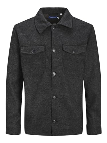 JACK & JONES Herren Freizeit Hemd JOROLLIE Comfort Fit Beige Langarm, Größe:L, Farbe:Black/MÉLANGE 12209271 von JACK & JONES