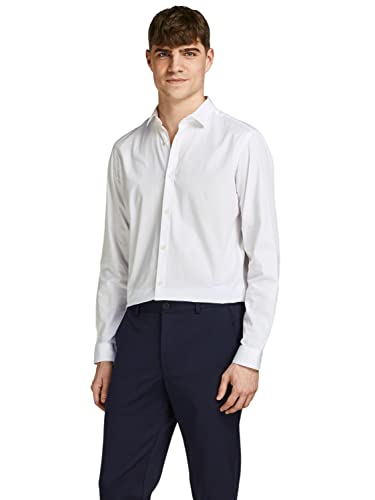 JACK & JONES Herren Freizeit Hemd JPRBLACARDIFF Slim Fit Schwarz Blau Weiss, Größe:XL, Farbe:White Slim FIT 12201905 von JACK & JONES