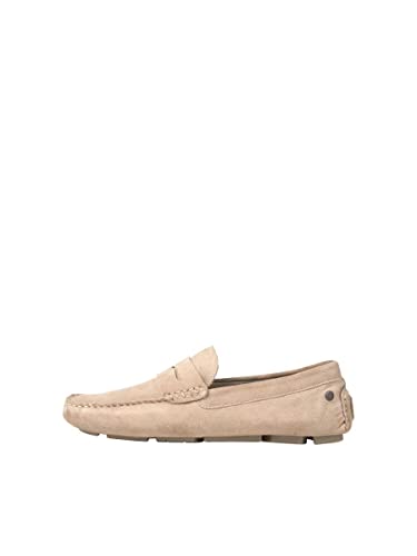 JACK & JONES Mokassin aus Wildleder, einfarbig, mit Gummischutz., beige, 42 EU von JACK & JONES