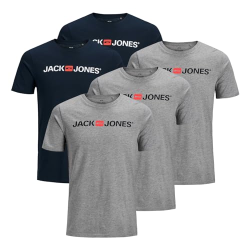 JACK & JONES NOS Corp Logo 5PK Navy Grey (Detail: Slim Fit) Medium (Herstellergröße: M) von JACK & JONES