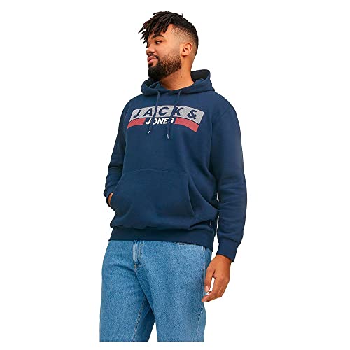 JACK & JONES Herren Hoodie Kapuzenpullover JJECORP Logo - Regular Fit Plussize, Größe:4XL, Farbe:Navy Blazer Play 4 12163777 von JACK & JONES