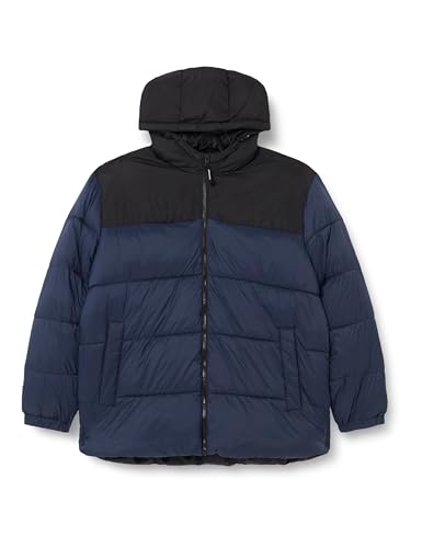 JACK & JONES PLUS Herren JJETOBY Puffer Hood PLS Pufferjacke, Navy Blazer, 5XL von JACK & JONES