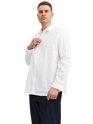 JACK & JONES Herren Freizeit Hemd JPRBLACARDIFF Relaxed Fit Plussize 2XL-8XL, Größe:5XL, Farbe:White Loose FIT 12235157 von JACK & JONES