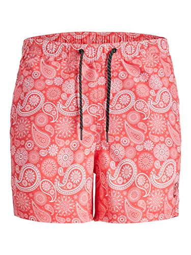 JACK & JONES PLUS Herren Jpstfiji Jjswim Paisley Pls Badeshorts, Hot Coral, 48 von JACK & JONES