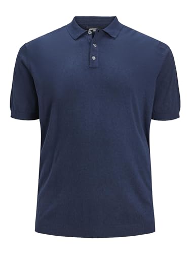 JACK & JONES PLUS Male JPREMIL Knit Polo S/S SN PLS Strickpullover, Navy Blazer, 5XL von JACK & JONES