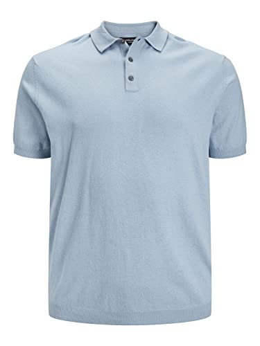 JACK & JONES PLUS Male JPREMIL Knit Polo S/S SN PLS Strickpullover, Niagara Mist, 4XL von JACK & JONES