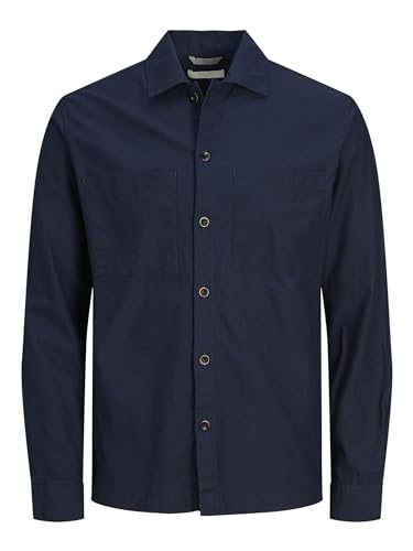 JACK & JONES PLUS Men's JPRPETE Spring Overshirt L/S PS Hemd, Navy Blazer/Fit:Loose FIT, 5XL von JACK & JONES