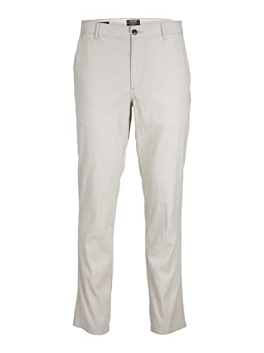 JACK & JONES PLUS Men's JPSTOLLIE JJDAVE Linen DEK PS Chinohose, Wrought Iron, 42W / 34L von JACK & JONES