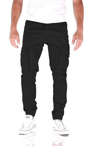 JACK & JONES Paul Flake Cargo Tapered Fit Herren Jeans Hose, Farbe:Black Beauty, Hosengröße:W33/L36 von JACK & JONES