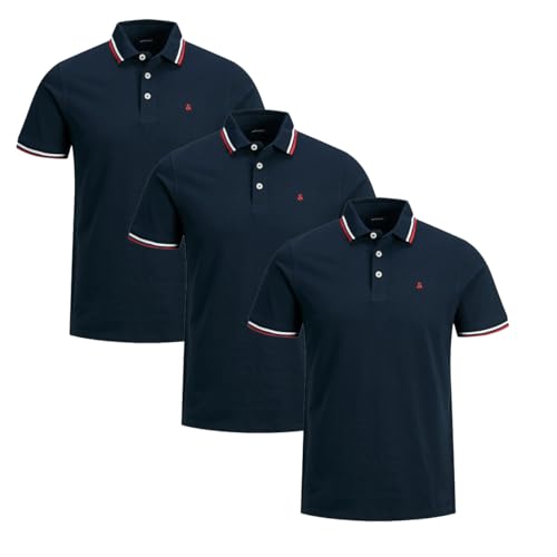 JACK & JONES - Paulos - Slim Fit - Poloshirt - 3er Pack (XL Navy Blazer) von JACK & JONES