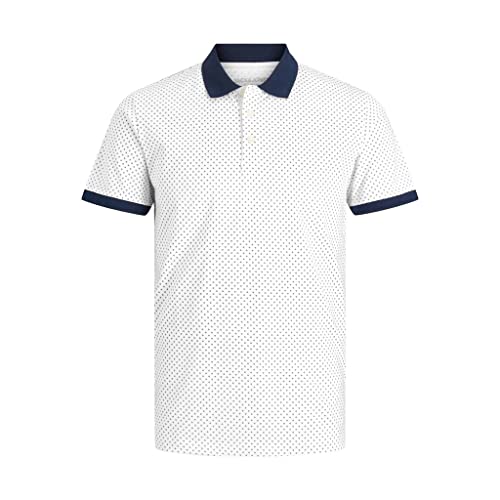 JACK&JONES Poloshirt Kurzarm für Herren und Jungen, Übergröße, Weiß, 4XL Große Größen von JACK & JONES