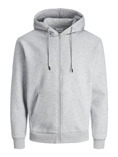 JACK & JONES Regular Fit Kapuzenjacke Hoodie mit Reißverschluss Uni Zip Pullover Sweater JJEBRADLEY, Farben:Grau-2, Größe Pullover:L von JACK & JONES