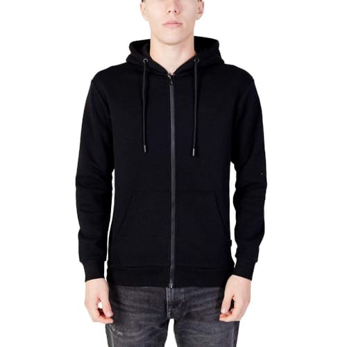 JACK & JONES Regular Fit Kapuzenjacke Hoodie mit Reißverschluss Uni Zip Pullover Sweater JJEBRADLEY, Farben:Schwarz, Größe Pullover:M von JACK & JONES