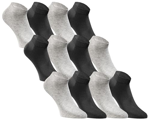 JACK & JONES Sneaker Socken Herren & Damen 12er Set Kurze Socken Baumwolle - Black-Grey-Mix - Gr. 43-46 von JACK & JONES
