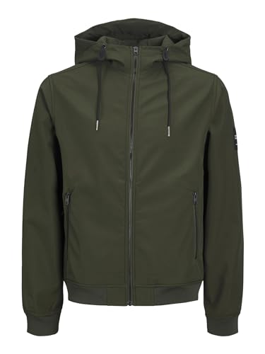 JACK & JONES Softshell Jacke Plus Size mit Kapuze Biker Bomber Übergangs Blouson Übergröße JJEBASIC, Farben:Grün-3, Größe Jacken:5XL von JACK & JONES