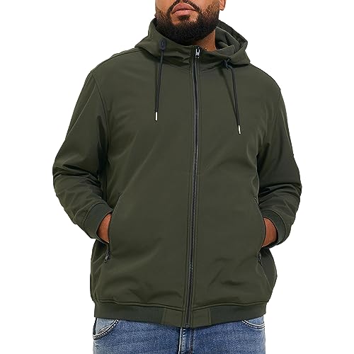 JACK & JONES Softshell Jacke Plus Size mit Kapuze Biker Bomber Übergangs Blouson Übergröße JJEBASIC, Größe Jacke:4XL,Farben:Grün-3 von JACK & JONES