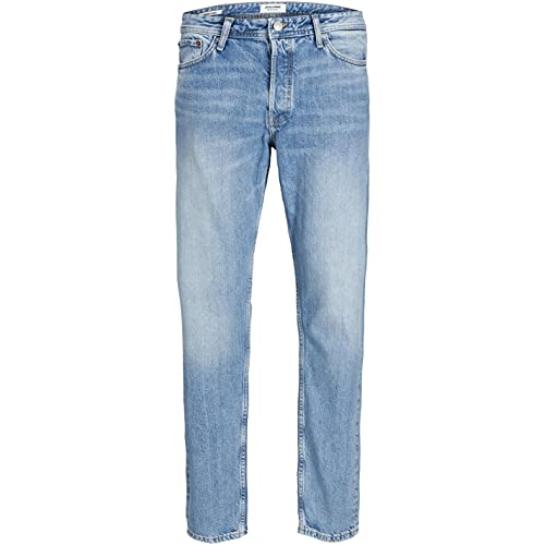 JACK & JONES Straight Leg Jeans Loose Fit Relaxed Denim Vintage Style mit Knopfleiste JJICHRIS JJORIGINAL, Farben:Blau,Größe Jeans:W29 L32,Z - Länge L30/32/34/36/38:L32 von JACK & JONES