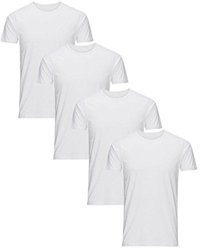 JACK & JONES T-Shirt 4er Pack Uni Oder Mehrfarbig Herren Basic Shirt O-Neck Rundhals Slim Fit von JACK & JONES