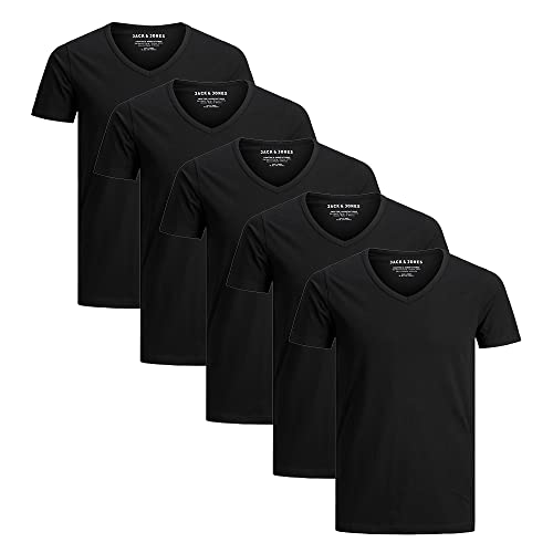 JACK & JONES T-Shirt O-Neck 4er Pack Basic (XL, Schwarz) von JACK & JONES