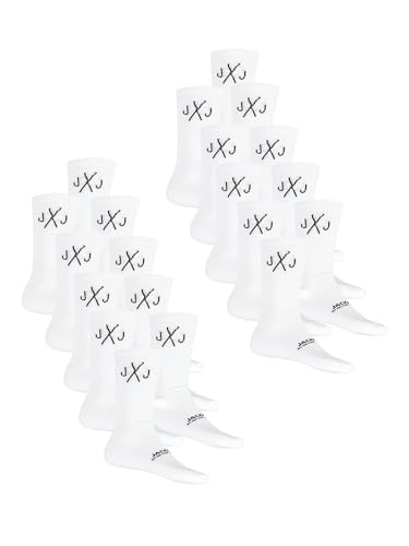 JACK & JONES Tennissocken Herren Schwarz Weiß One Size JACDIRECT TENNIS SOCK 20er Pack Sportsocken Freizeitsocken Elastischer Bund Strapazierfähig, Größe:One Size, Farbe:White/Pack 1 von JACK & JONES