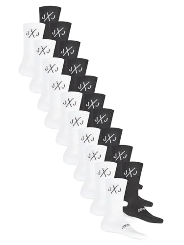JACK & JONES Tennissocken Herren Schwarz Weiß One Size JACDIRECT TENNIS SOCK 20er Pack Sportsocken Freizeitsocken Elastischer Bund Strapazierfähig, Größe:One Size, Farbe:White/Pack 3 von JACK & JONES
