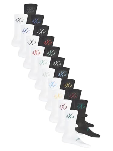 JACK & JONES Tennissocken Herren Schwarz Weiß One Size JACDIRECT TENNIS SOCK 20er Pack Sportsocken Freizeitsocken Elastischer Bund Strapazierfähig, Größe:One Size, Farbe:White/Pack 6 von JACK & JONES