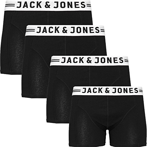 JACK & JONES Herren Boxershorts 4er Pack Trunks Baumwoll Mix CF.3zn (XXL, 1 Schwarz) von JACK & JONES