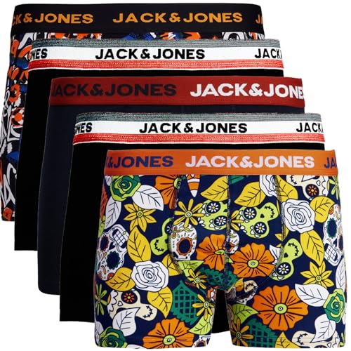 JACK & JONES Boxershorts 5er Pack Herren AK921 Trunks Shorts Baumwoll Mix Unterhose (M, 5er Pack Bunt 24) von JACK & JONES