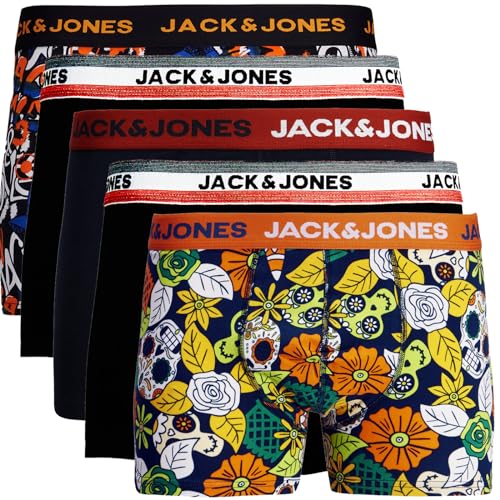 JACK & JONES Boxershorts 5er Pack Herren AK921 Trunks Shorts Baumwoll Mix Unterhose (XXL, 5er Pack Bunt 24) von JACK & JONES