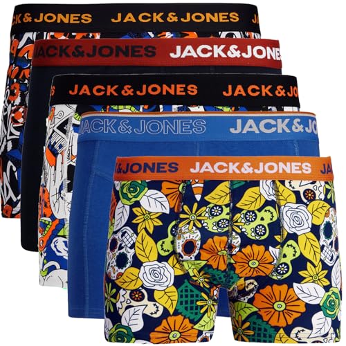 JACK & JONES Boxershorts 5er Pack Herren AK921 Trunks Shorts Baumwoll Mix Unterhose (XXL, 5er Pack Bunt 31) von JACK & JONES