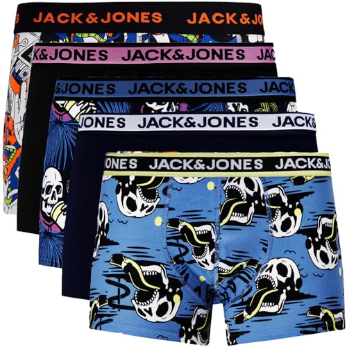 JACK & JONES Boxershorts 5er Pack Herren Trunks Shorts Baumwoll Mix Unterhose f.-.8abz (L, 5er Pack Bunt 02) von JACK & JONES