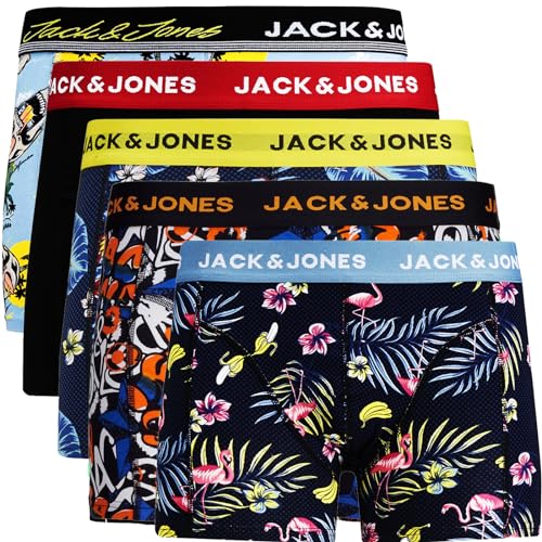 JACK & JONES Boxershorts 5er Pack Herren AK921 Trunks Shorts Baumwoll Mix Unterhose (L, 5er Pack Bunt 14) von JACK & JONES